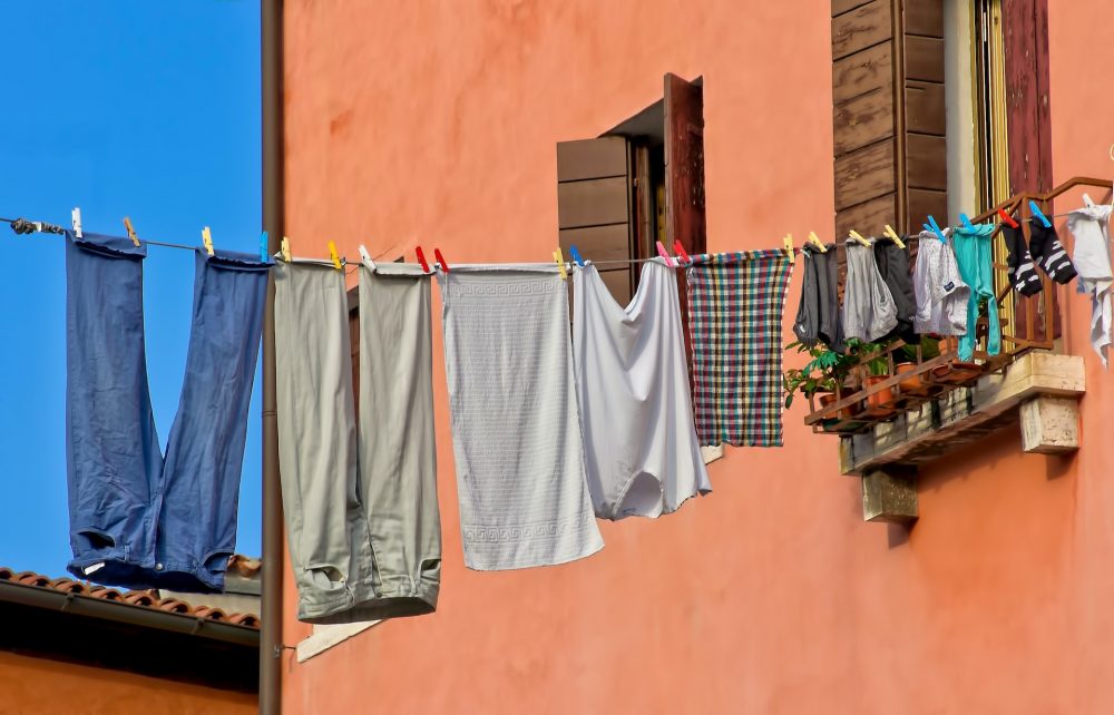 hanging clothes outside